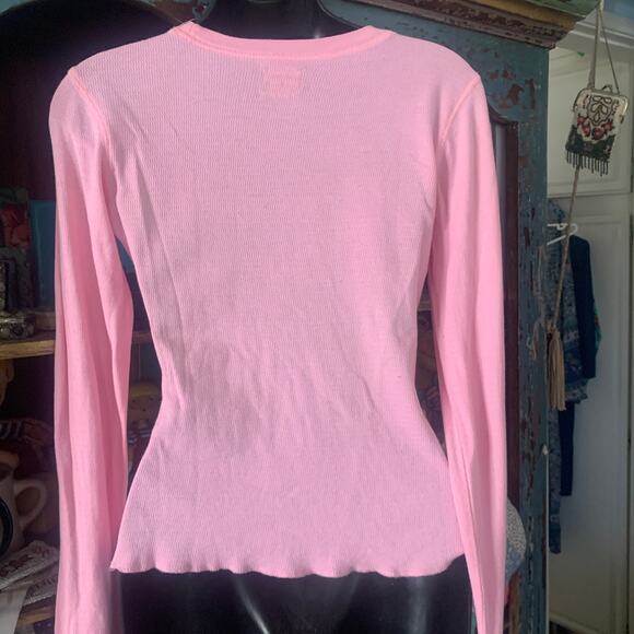 VINTAGE SMITH'S LOGO PINK COTTON THERMAL TOP - Picture 2 of 7